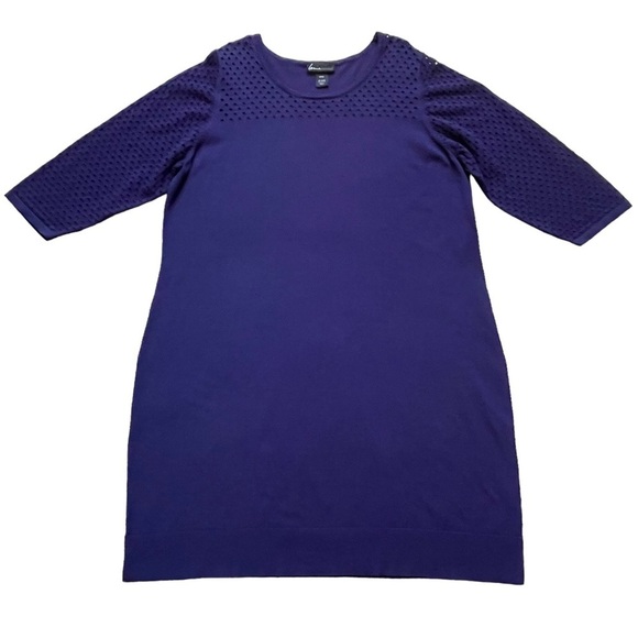 Lane Bryant Women’s Navy Knit Dress Plus Size 22/24 Stretchy  Open Knit Sleeves - Picture 1 of 8